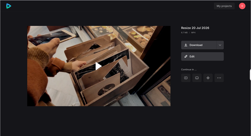 Download the video resized for Twitter