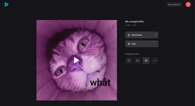 Download file created from GIFs Save video from combined GIFs