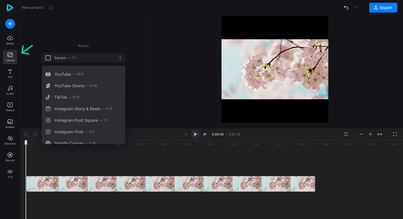 Select canvas before cropping video
