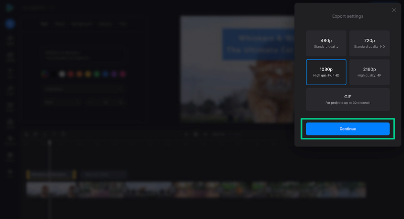 Process supercut Select quality for supercut video