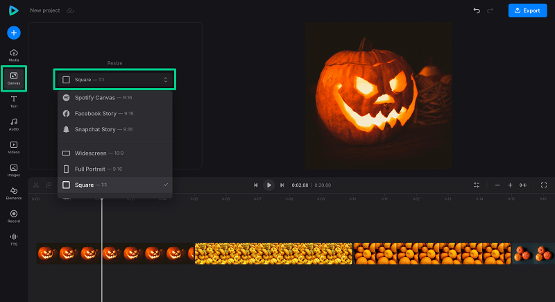 Set canvas to make Halloween GIF