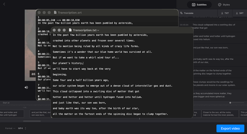 SRT subtitles and text from MKV