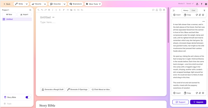 Sudowrite AI writing software