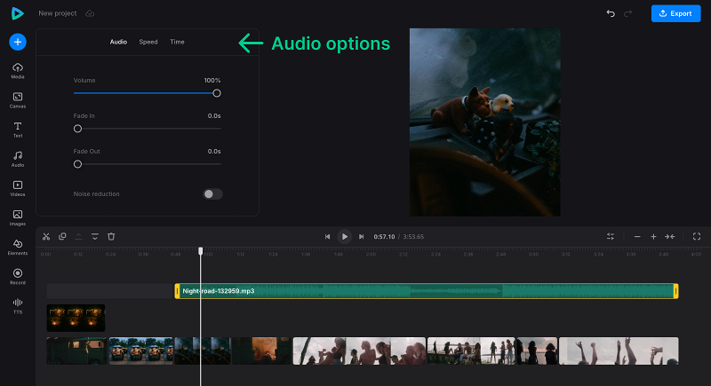 Cut the added audio to the video length