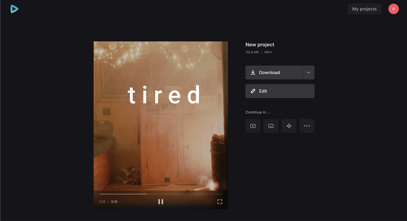 Download the created video to your device