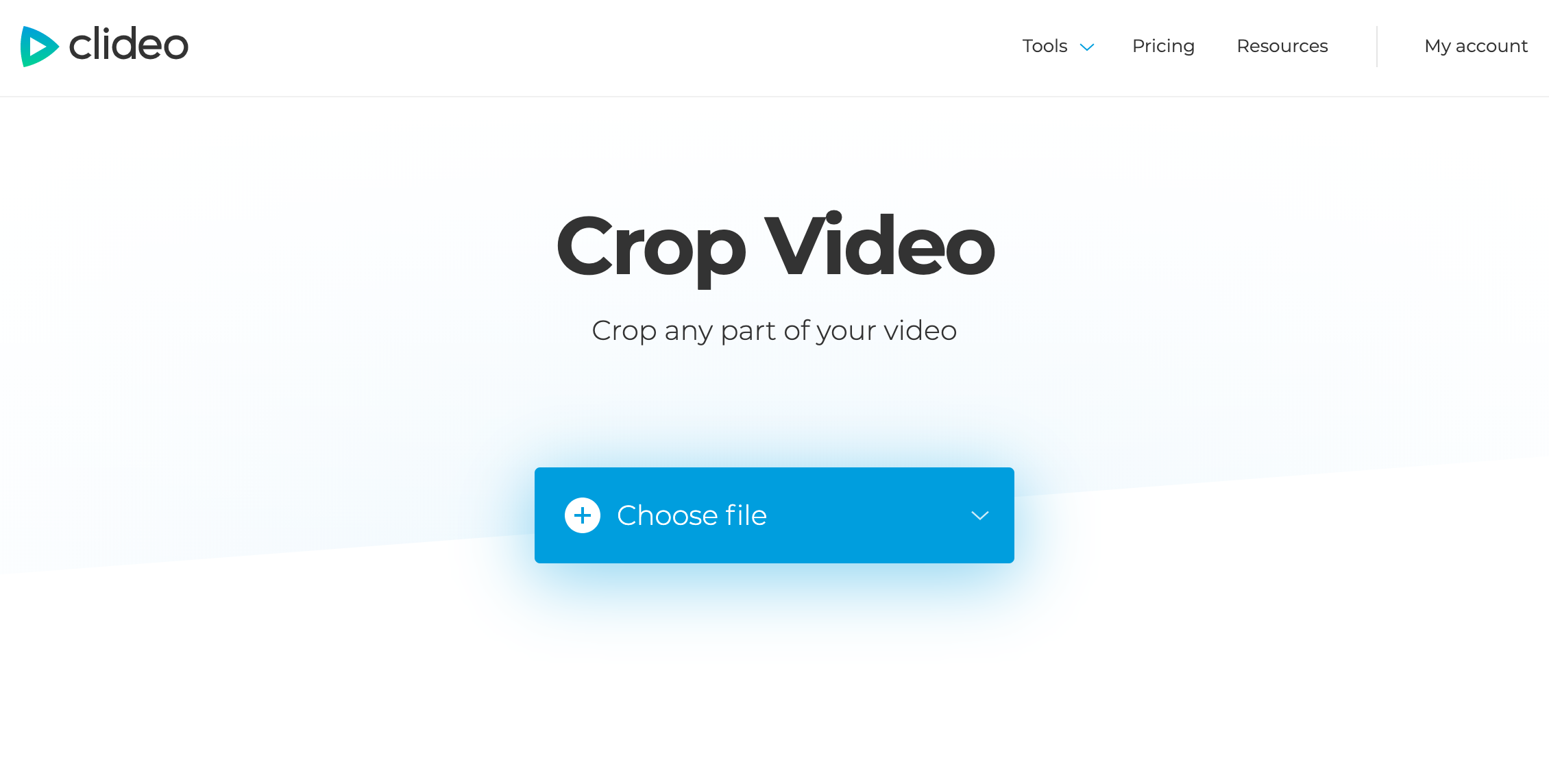 How to open Clideo tool Open the Clideo's Video Cropping tool