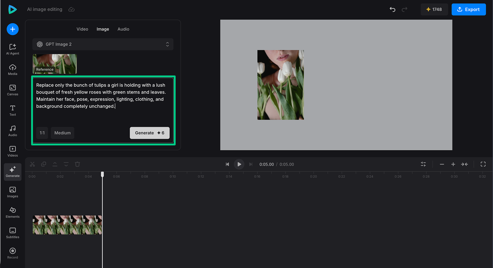 Write an AI editing prompt Add prompt to use AI to edit photos