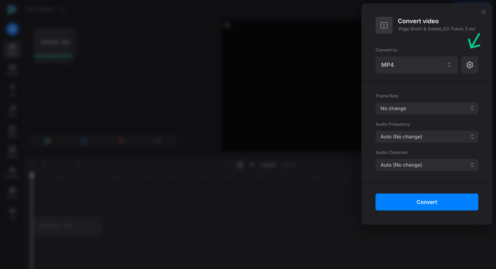 Change settings for MP4 AVI to MP4 conversion settings