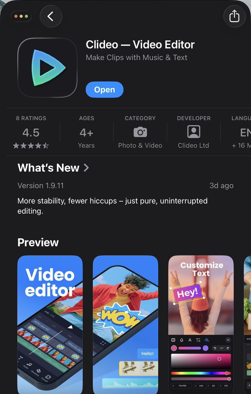 Clideo app on iPhone Clideo merge two videos on iPhone