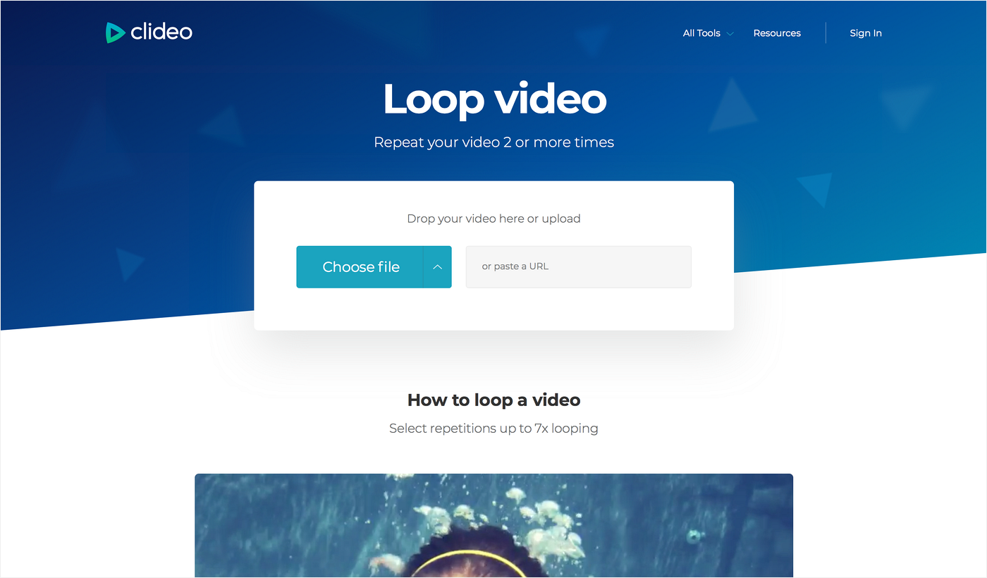 How to choose a video for editing Upload a video you want to loop