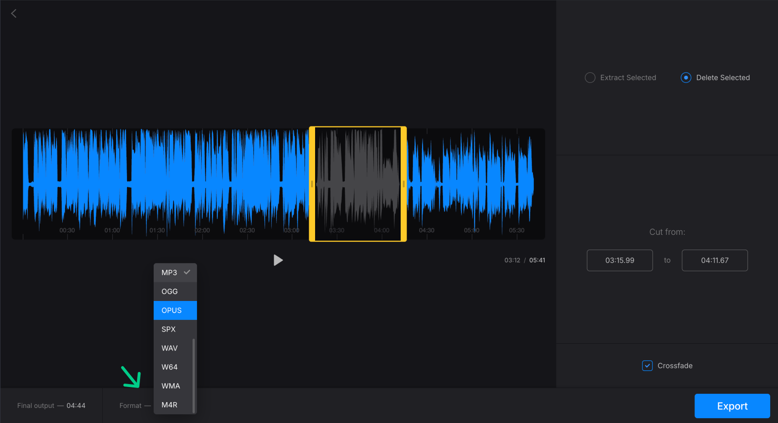 Convert MP4 to audio format
