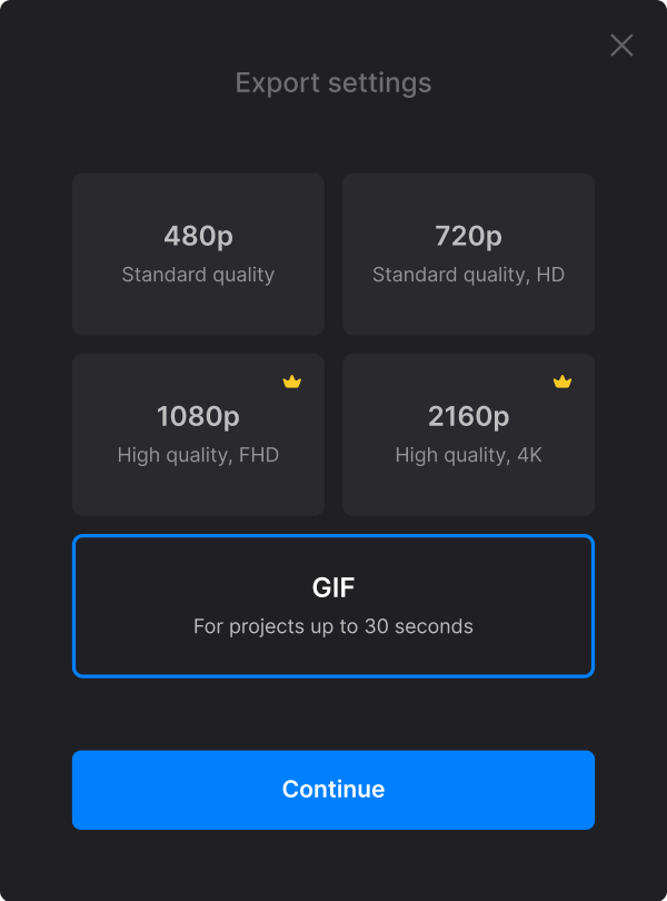 Create GIF from video setting