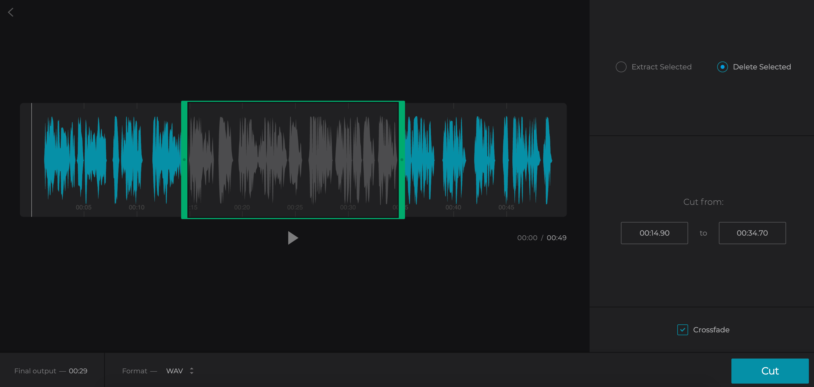 Стерео звуковой файл. Final Cut Audio Waves visualizations.