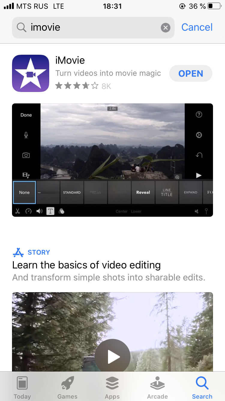 Install iMovie to iPhone via App Store