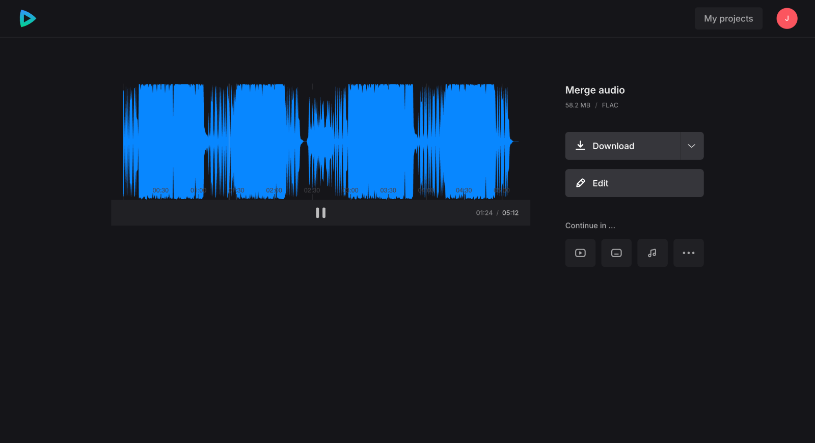Download merged FLAC files