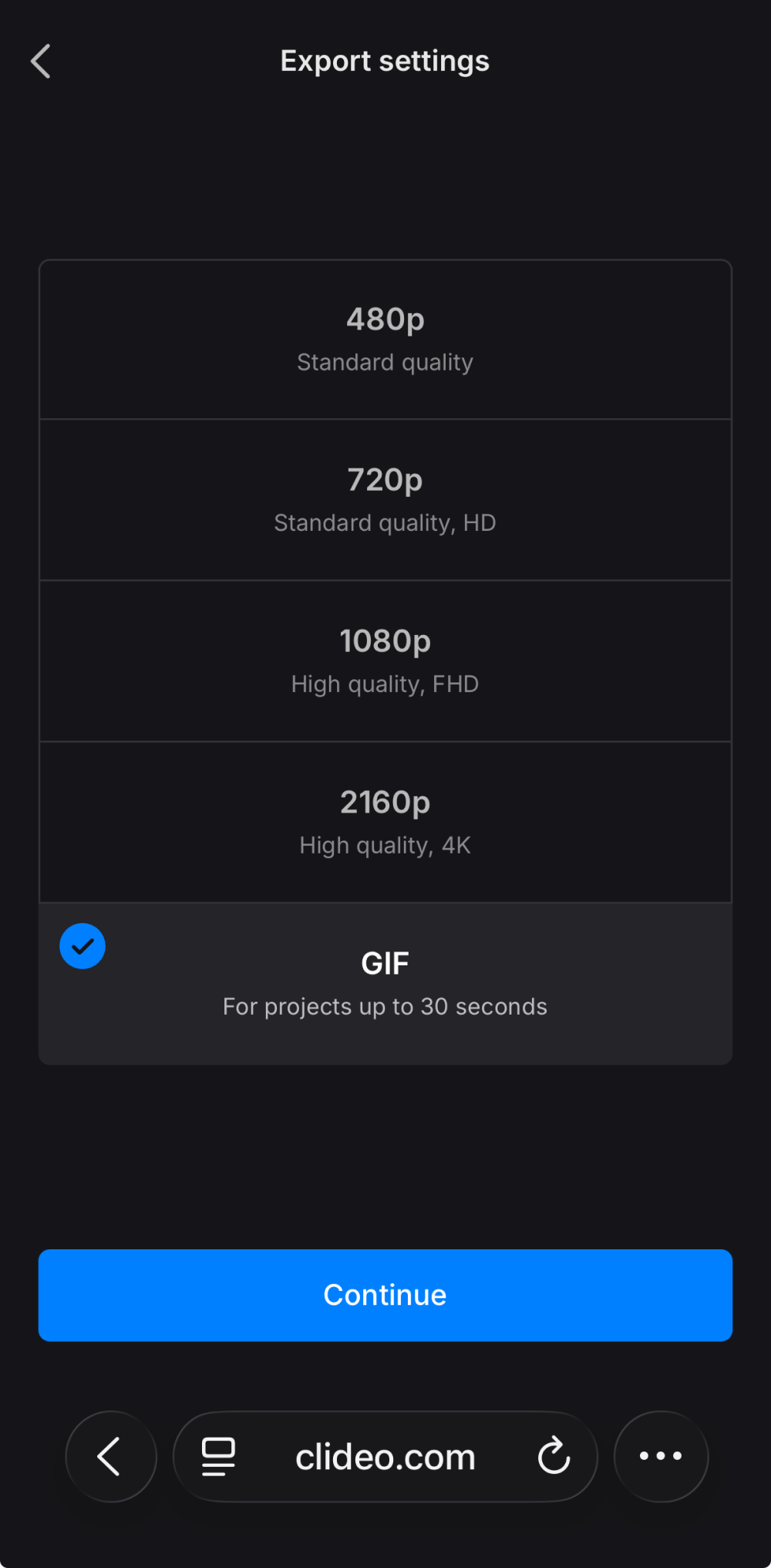 Export GIF created from video file