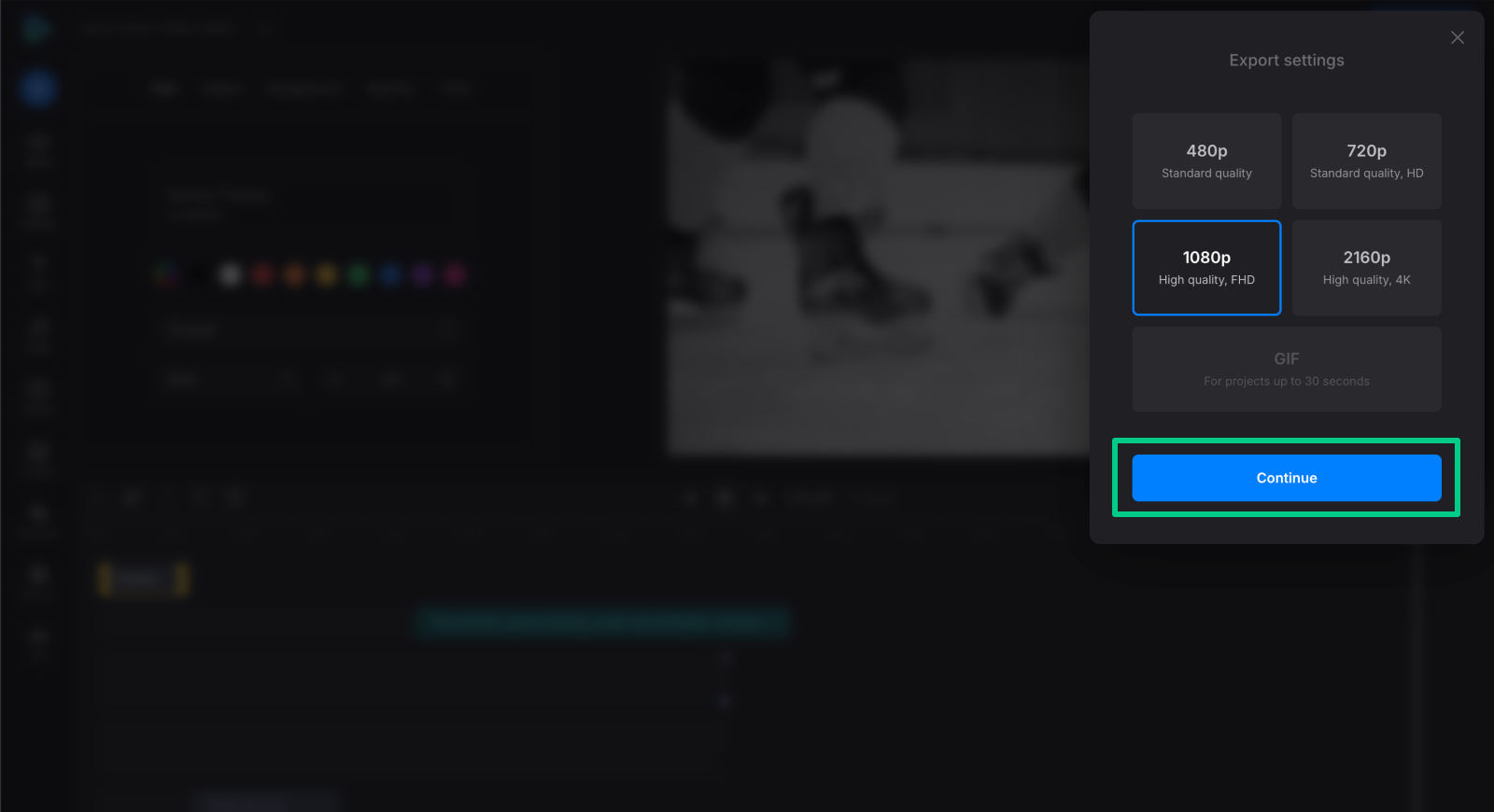 Export project in online video editor