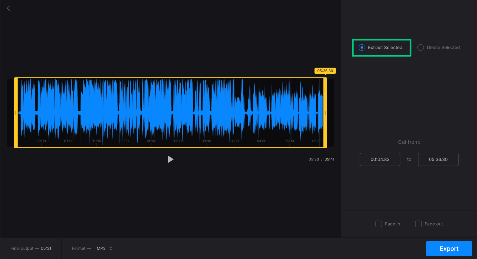 Extract to convert MP4 to audio