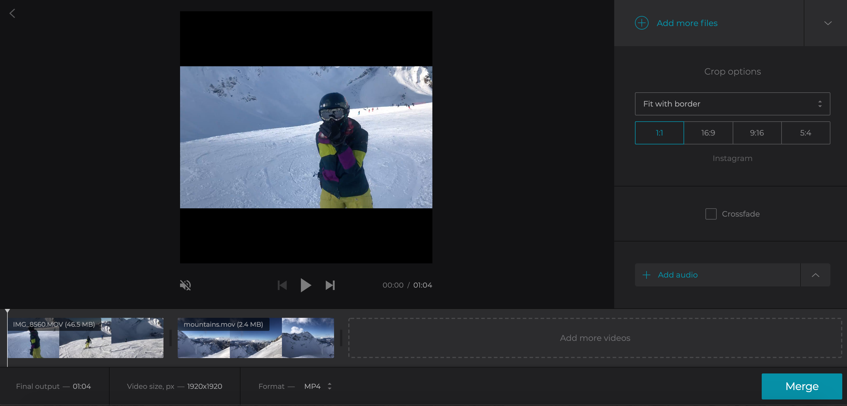 Clideo merge video