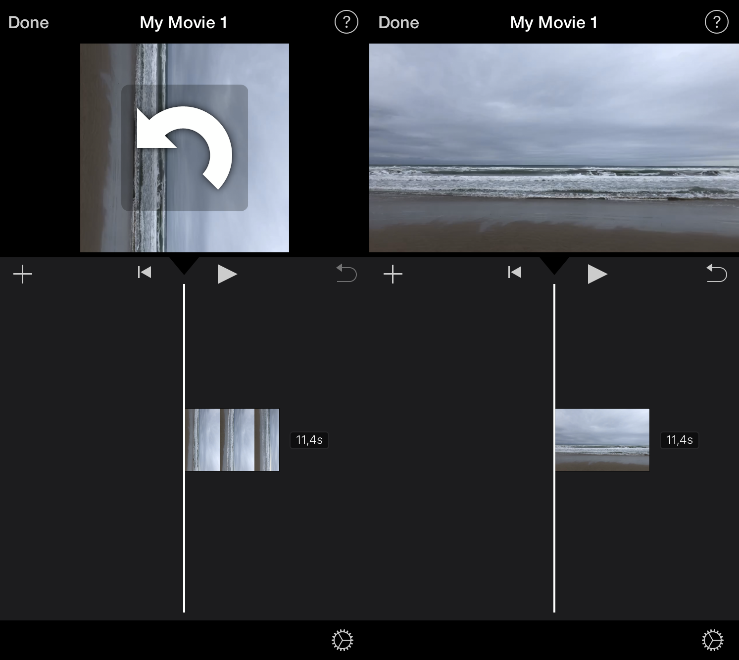 Rotate video in iMovie on iPhone with a twist of two fingers