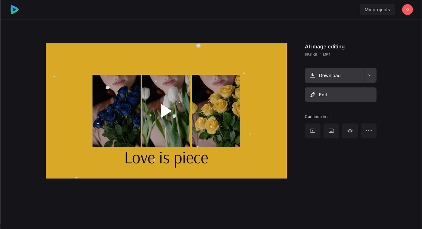 Download the finished project Save project with AI images