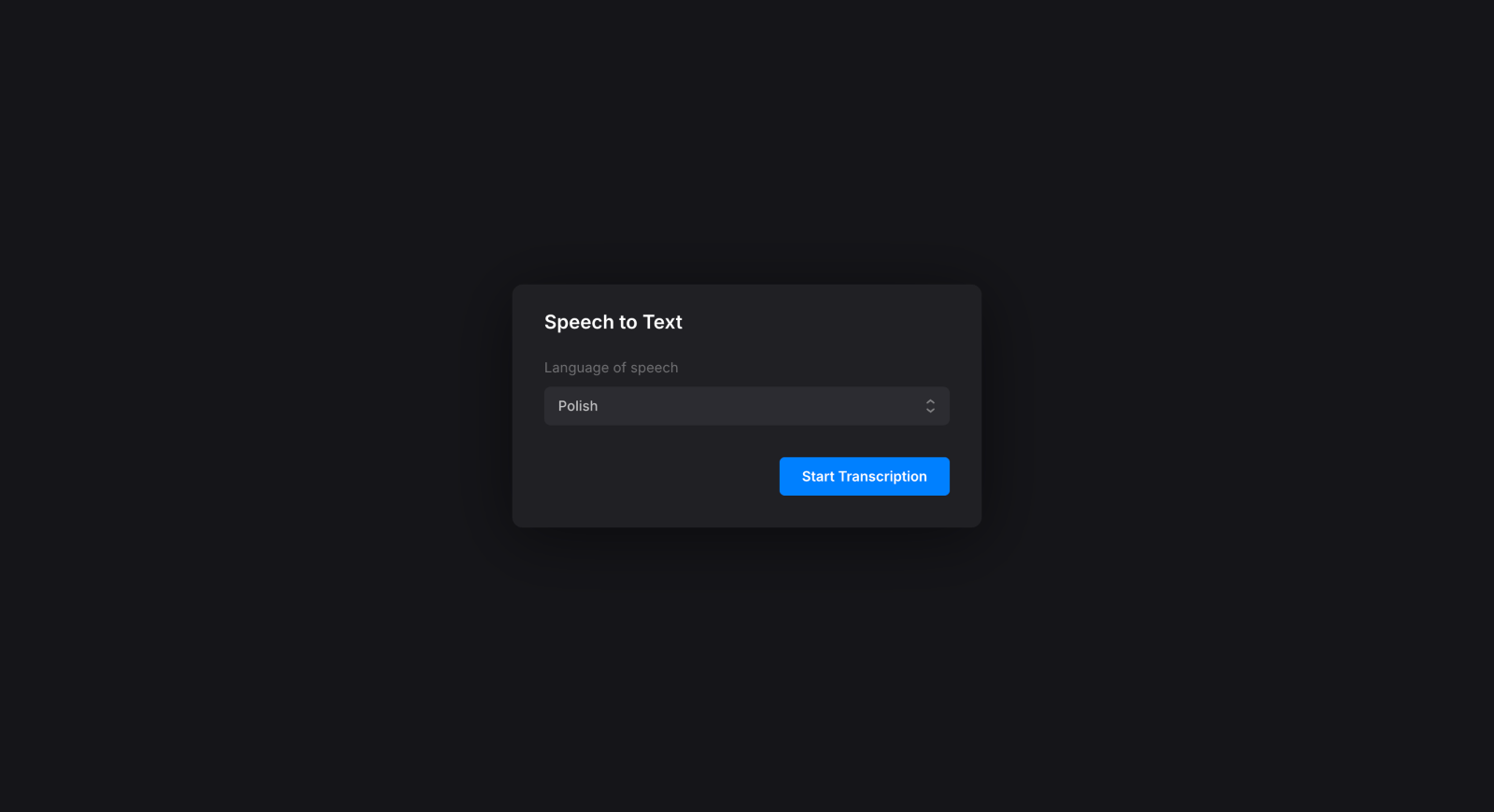 Select language to convert MP3 to SRT