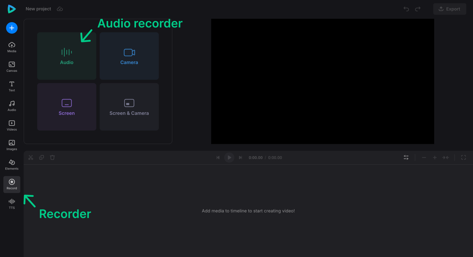 Select record audio