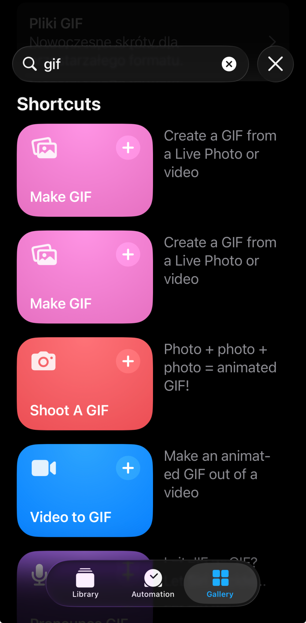 Shortcuts to turn video into GIF