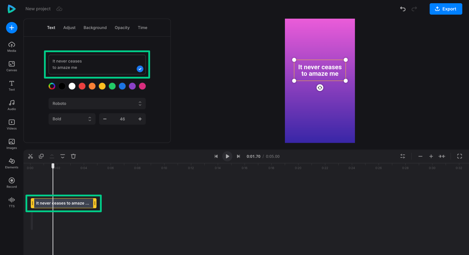 Write text in text video